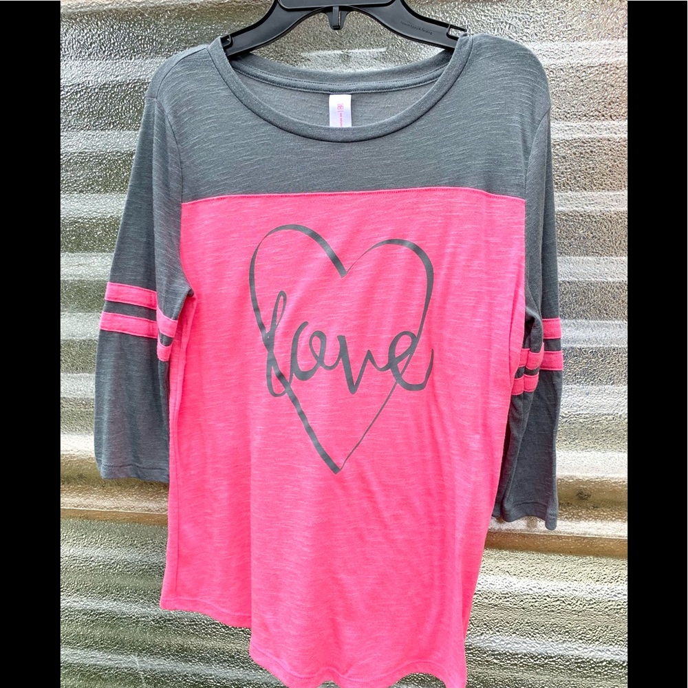 Girls 3/4 Sleeve Pink Tee